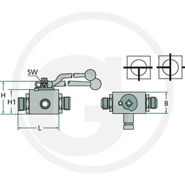 Kulový kohout BKH-3T-12L DN10 (M18x1,5)